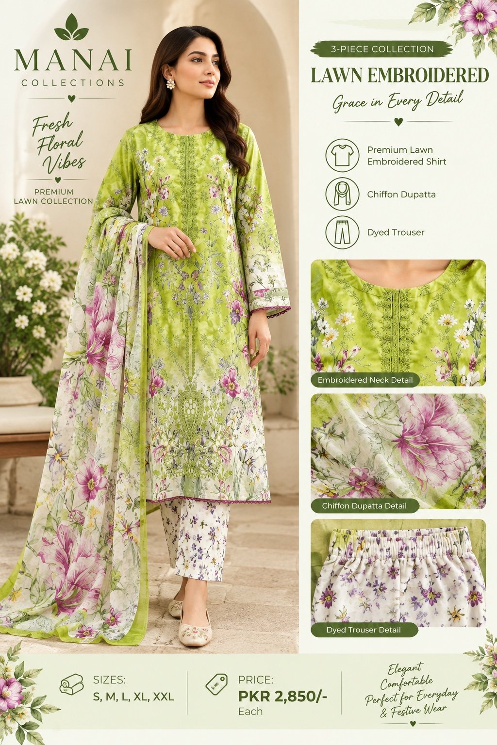 Green Floral Suit - Manai Collections