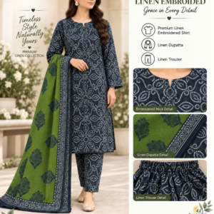 Ivory Maroon Floral Embroidered Linen 3 Piece Suit